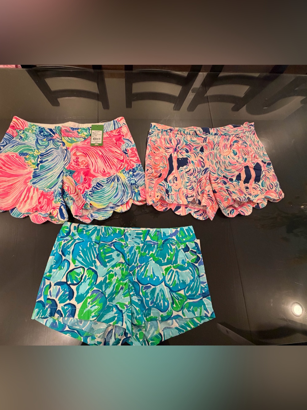 Lilly Pulitzer Vibrant Tropical Print Crop Tops - Blue & Pink Mix
